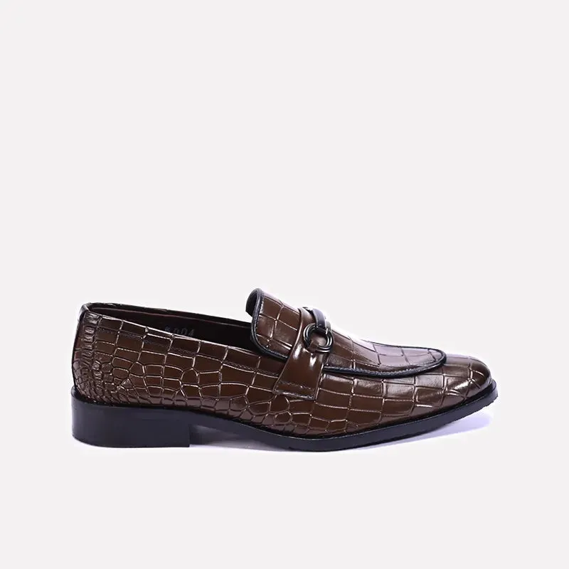 Savoy Brown Crocodile Loafers Shoes 0111101