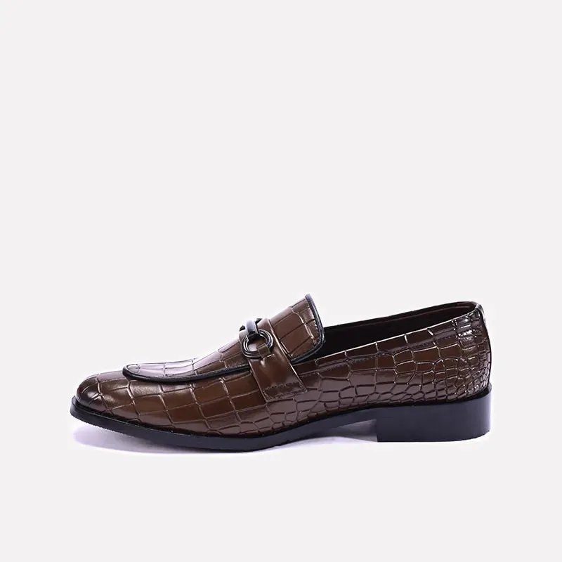 Savoy Brown Crocodile Loafers Shoes 0111101