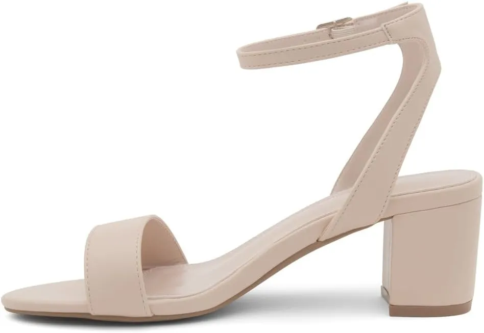 Shoe Land Women's Low Heels  2.75 Inch Chunky Block Heeled Sandals | Clear Sandals, Open Toe Dressy Short Heels with Ankle Strap for Wedding, Prom & Party