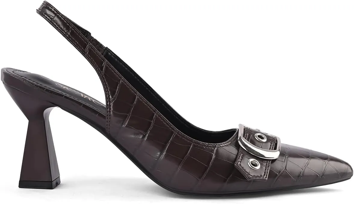 Slingback Kitten Heels for Women Closed Pointed Toe Pumps Dress Shoes with Buckle Strap Comfortable Slip On Sandal Heels for Work Party Wedding