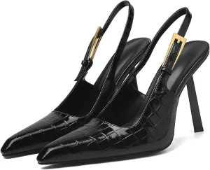 Slingback Kitten Heels Pointed Closed Toe Pumps for Women, Stiletto 4Inch High Heeled Sandals for Wedding Bride Prom Party Dress Shoes