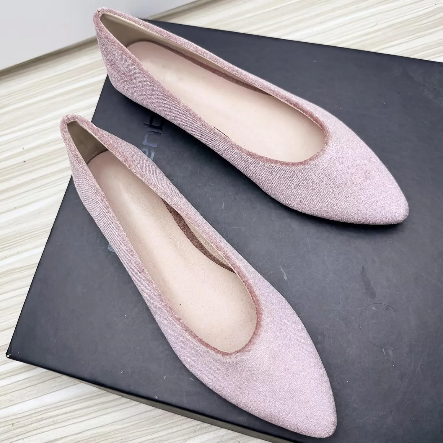 Stunner Womens Ballet Flats Comfortable Pointed Toe Slip On Memory Foam Flats Shoes