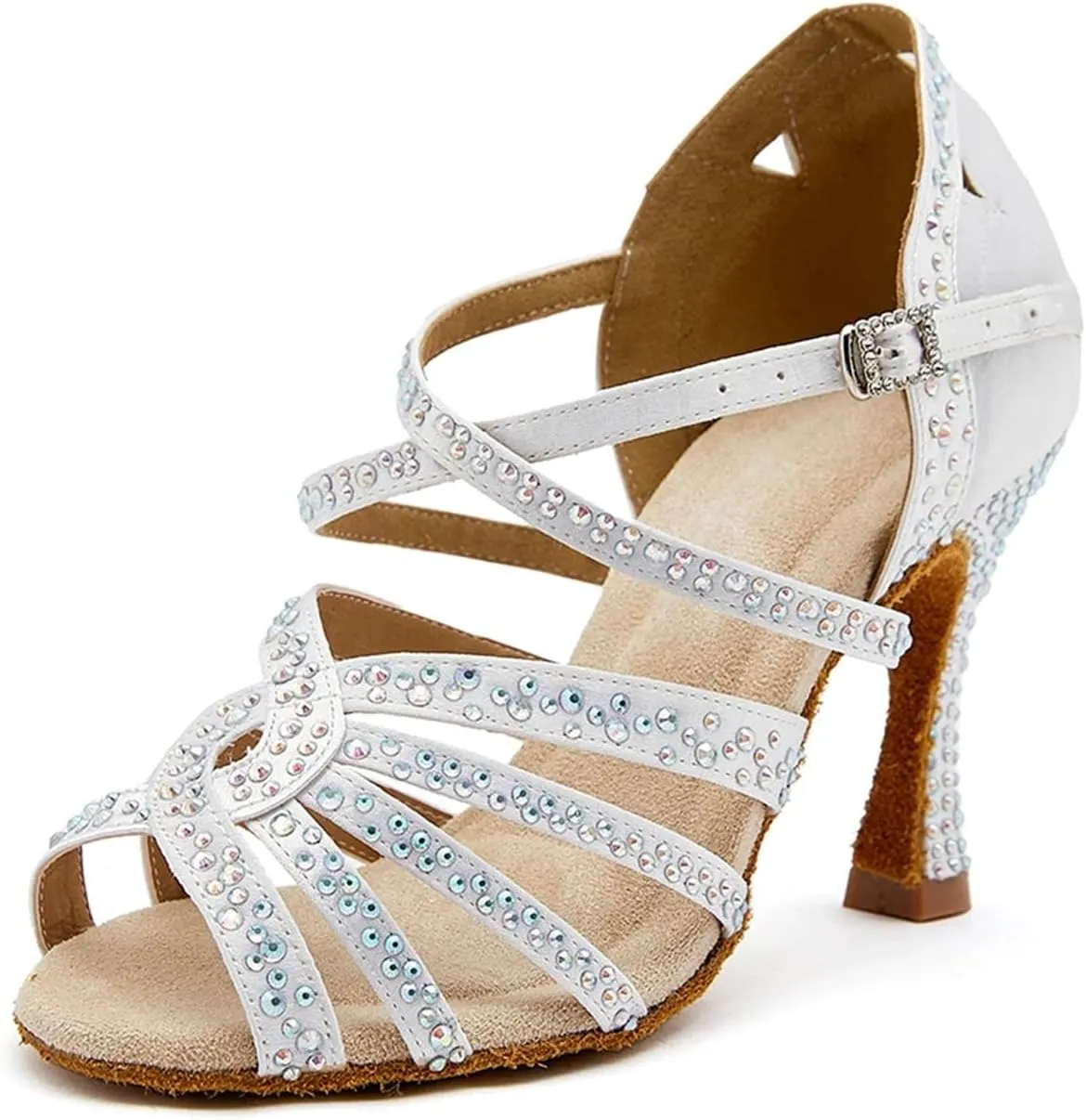 Stylish Latin Dance Shoes - Soft Soled Sandals with 9CM (3.54") Heels for Ballroom, Salsa, Tango, Open-Toe Party