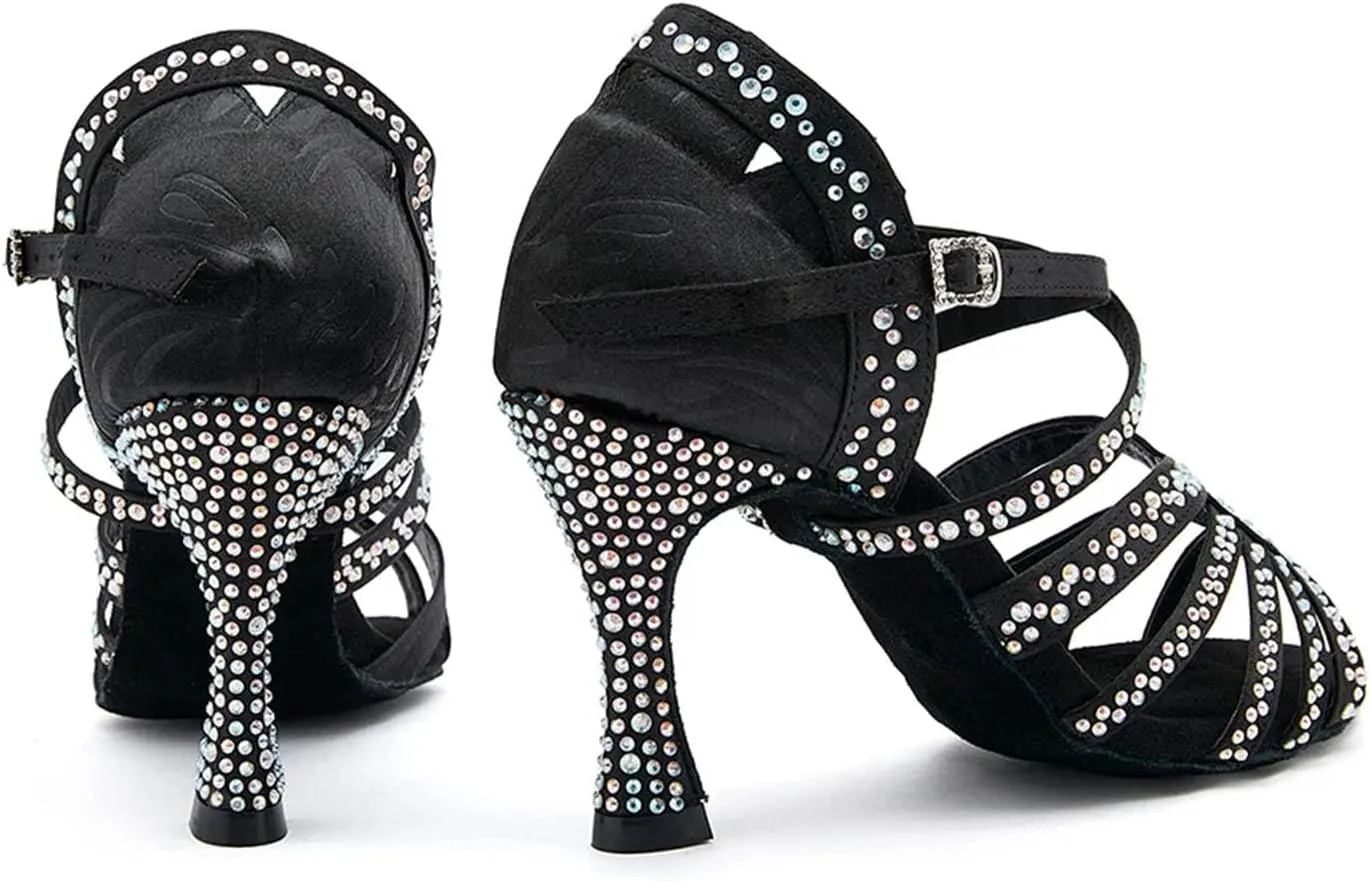 Stylish Latin Dance Shoes - Soft Soled Sandals with 9CM (3.54") Heels for Ballroom, Salsa, Tango, Open-Toe Party