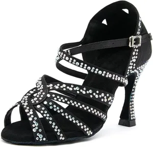 Stylish Latin Dance Shoes - Soft Soled Sandals with 9CM (3.54") Heels for Ballroom, Salsa, Tango, Open-Toe Party