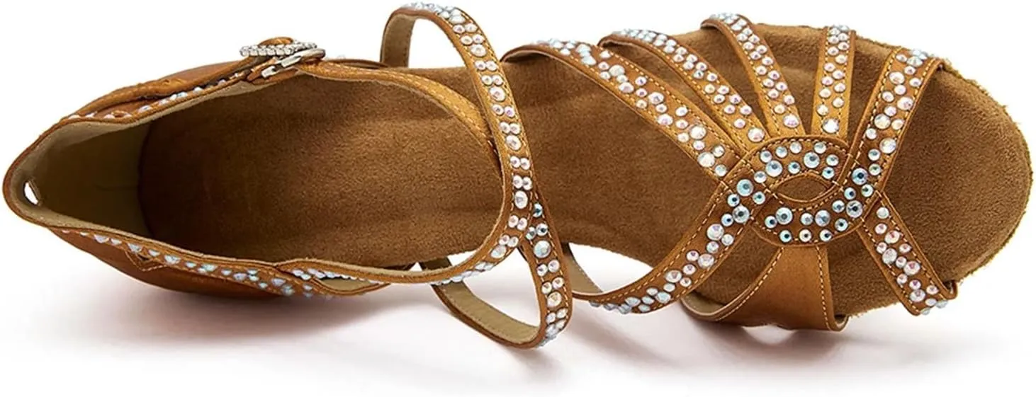 Stylish Latin Dance Shoes - Soft Soled Sandals with 9CM (3.54") Heels for Ballroom, Salsa, Tango, Open-Toe Party