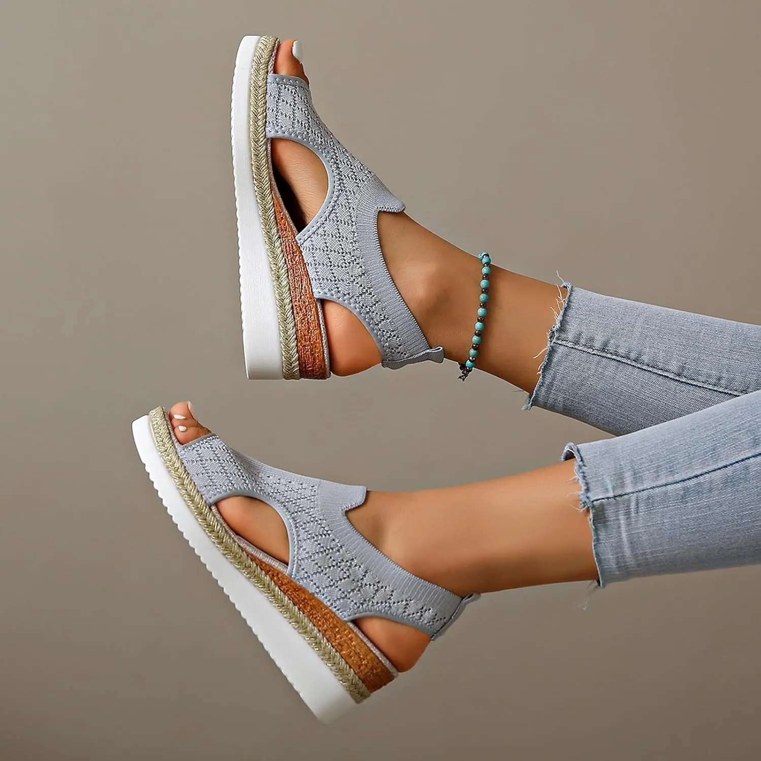 Stylish Women's Sandals Summer Espadrilles Comfortable Platform Wedge Heels Open Toe Casual Footwear Ideal for