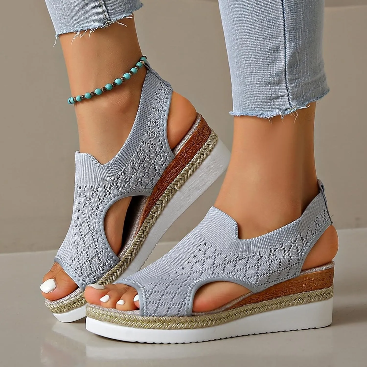 Stylish Women's Sandals Summer Espadrilles Comfortable Platform Wedge Heels Open Toe Casual Footwear Ideal for