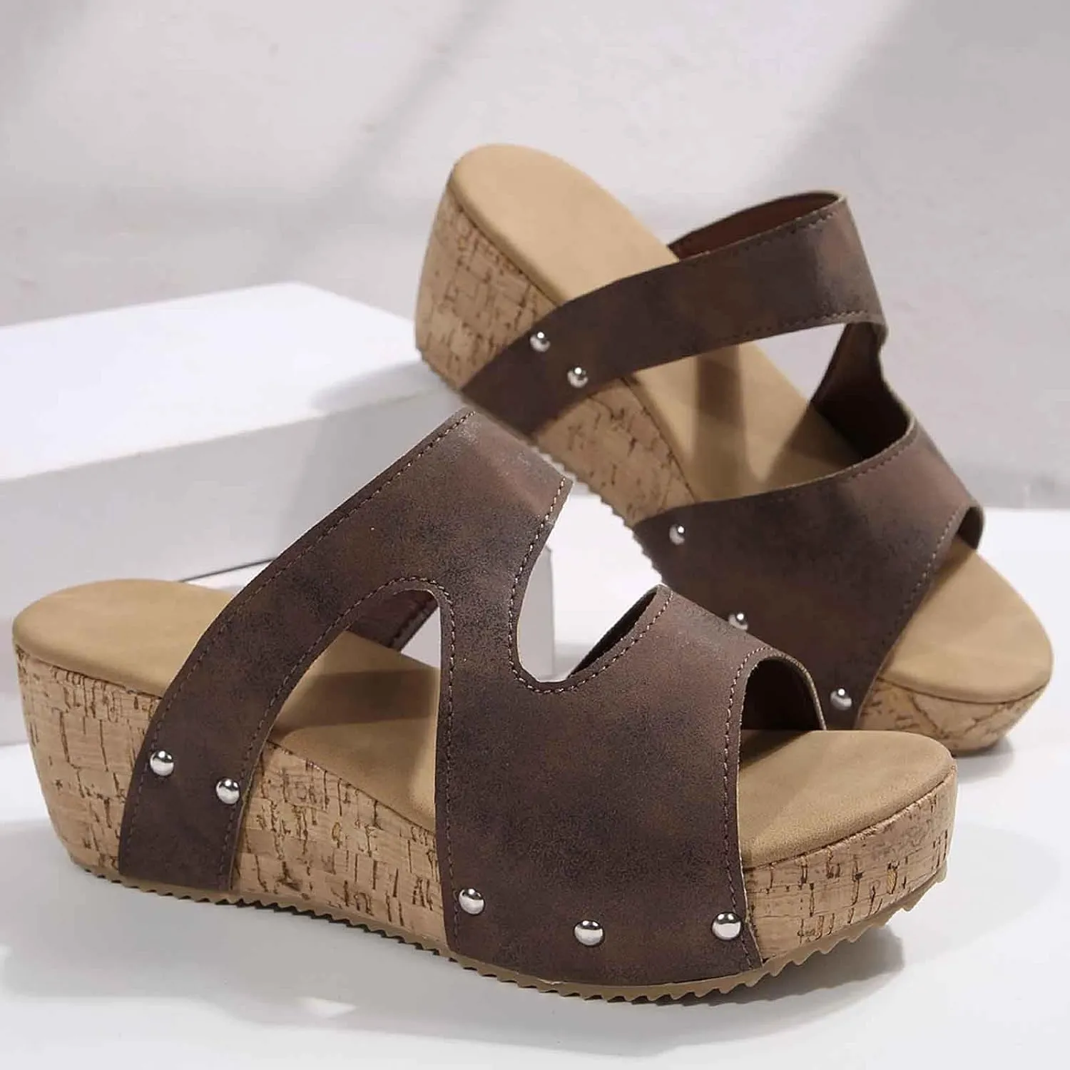 Stylish Women's Slippers Wedge Sandals Open Toe Platform Casual Summer Shoes for Daily Wear and Vacation