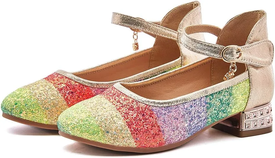 SWDZM Girl's Princess Cosplay Performance Shoes Sequins Wedding Party Dress Shoes Mary Jane Shoes Model-KM232