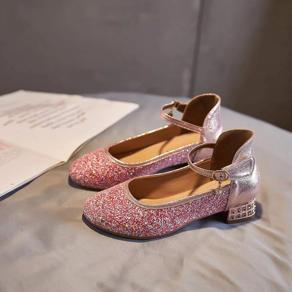 SWDZM Girl's Princess Cosplay Performance Shoes Sequins Wedding Party Dress Shoes Mary Jane Shoes Model-KM232