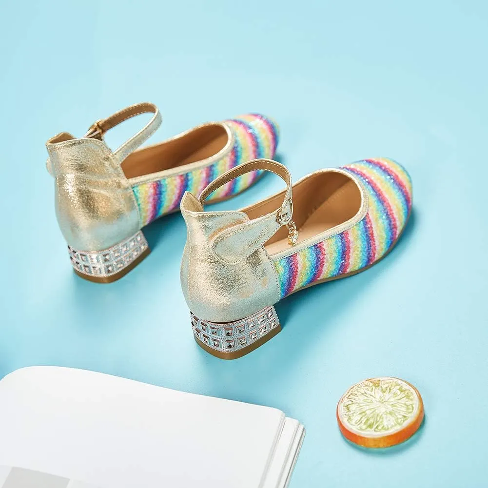 SWDZM Girl's Princess Cosplay Performance Shoes Sequins Wedding Party Dress Shoes Mary Jane Shoes Model-KM232