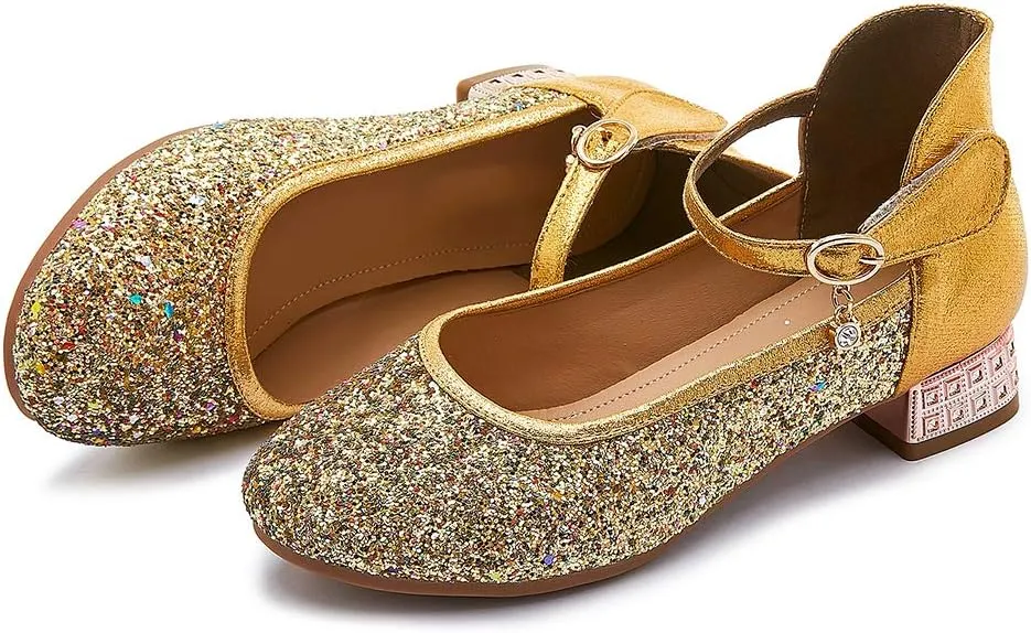 SWDZM Girl's Princess Cosplay Performance Shoes Sequins Wedding Party Dress Shoes Mary Jane Shoes Model-KM232