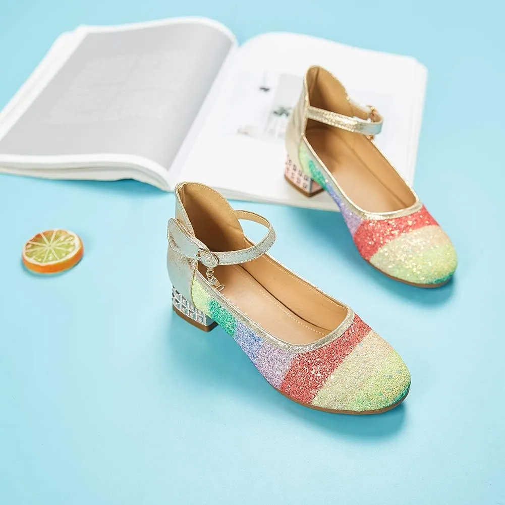 SWDZM Girl's Princess Cosplay Performance Shoes Sequins Wedding Party Dress Shoes Mary Jane Shoes Model-KM232