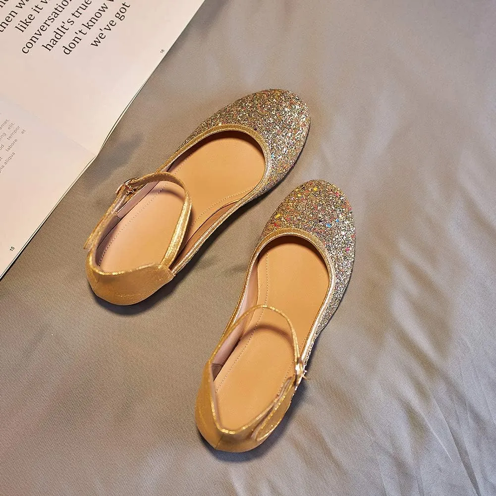 SWDZM Girl's Princess Cosplay Performance Shoes Sequins Wedding Party Dress Shoes Mary Jane Shoes Model-KM232