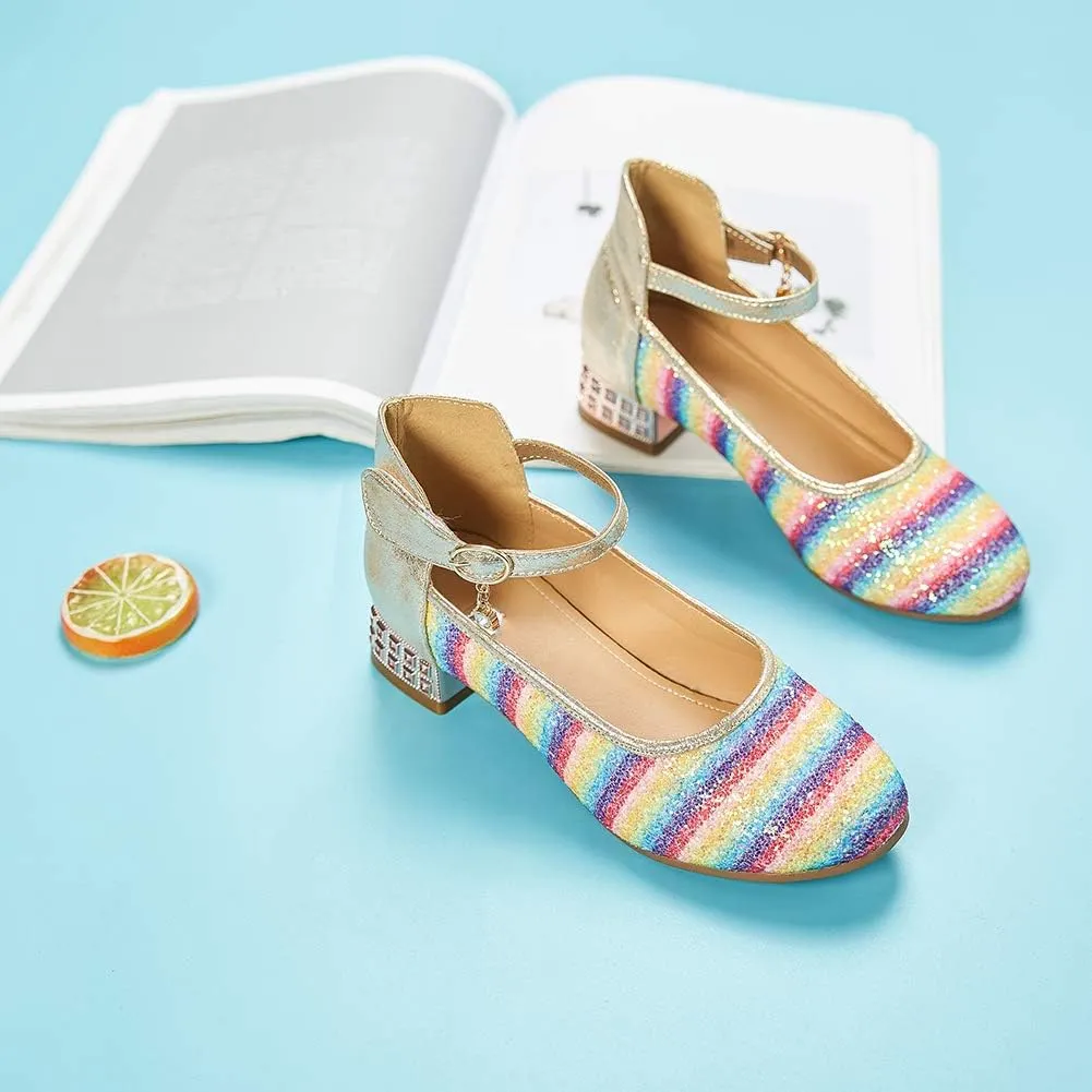 SWDZM Girl's Princess Cosplay Performance Shoes Sequins Wedding Party Dress Shoes Mary Jane Shoes Model-KM232