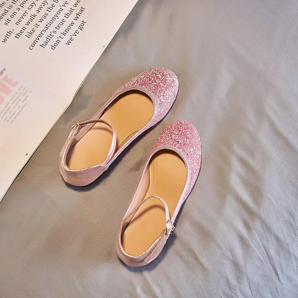 SWDZM Girl's Princess Cosplay Performance Shoes Sequins Wedding Party Dress Shoes Mary Jane Shoes Model-KM232