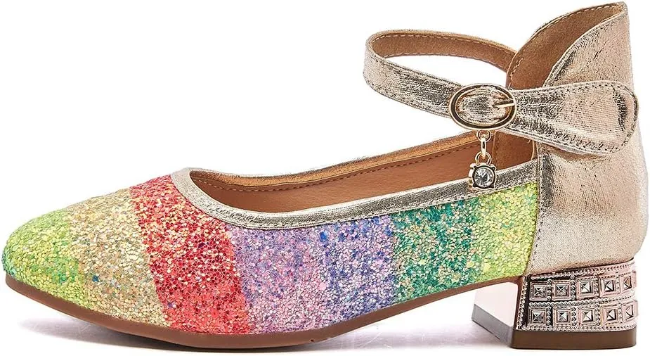 SWDZM Girl's Princess Cosplay Performance Shoes Sequins Wedding Party Dress Shoes Mary Jane Shoes Model-KM232
