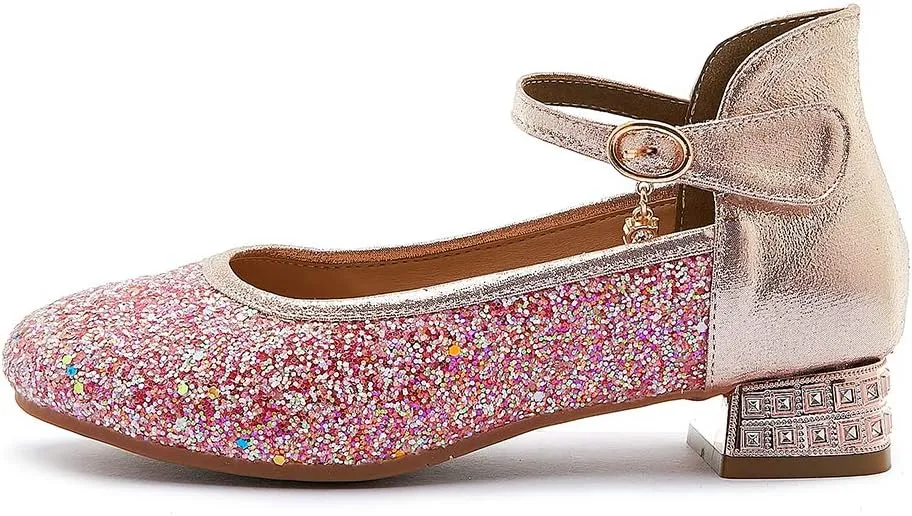 SWDZM Girl's Princess Cosplay Performance Shoes Sequins Wedding Party Dress Shoes Mary Jane Shoes Model-KM232