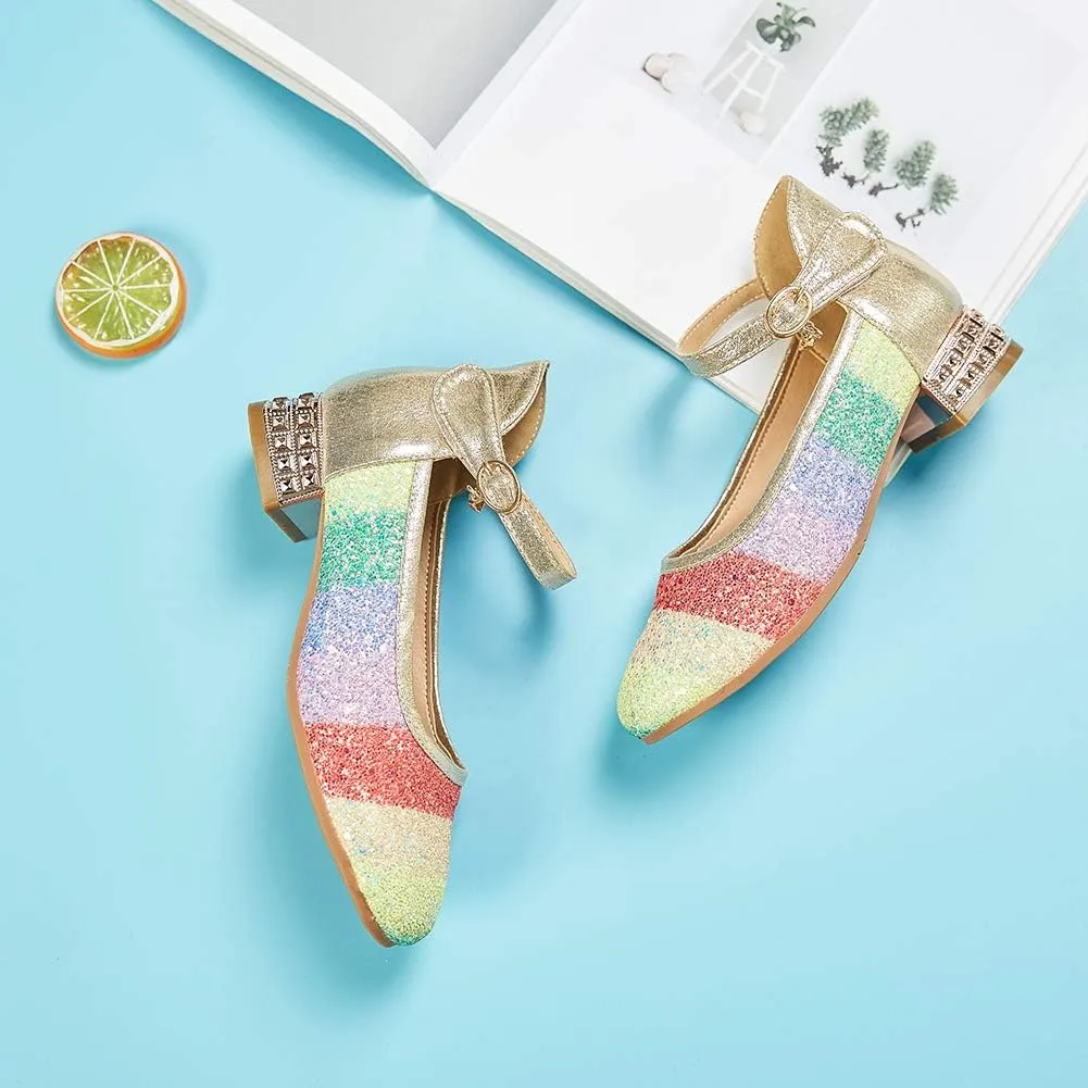 SWDZM Girl's Princess Cosplay Performance Shoes Sequins Wedding Party Dress Shoes Mary Jane Shoes Model-KM232