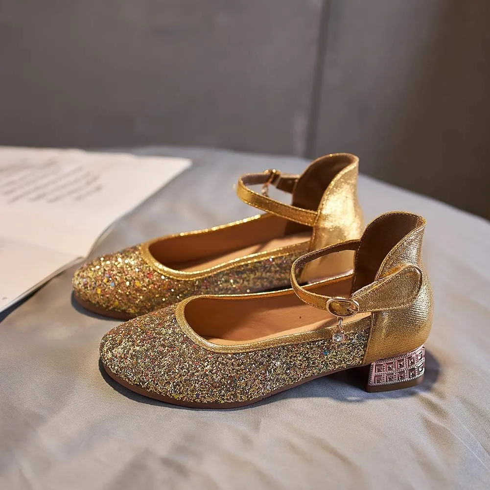 SWDZM Girl's Princess Cosplay Performance Shoes Sequins Wedding Party Dress Shoes Mary Jane Shoes Model-KM232