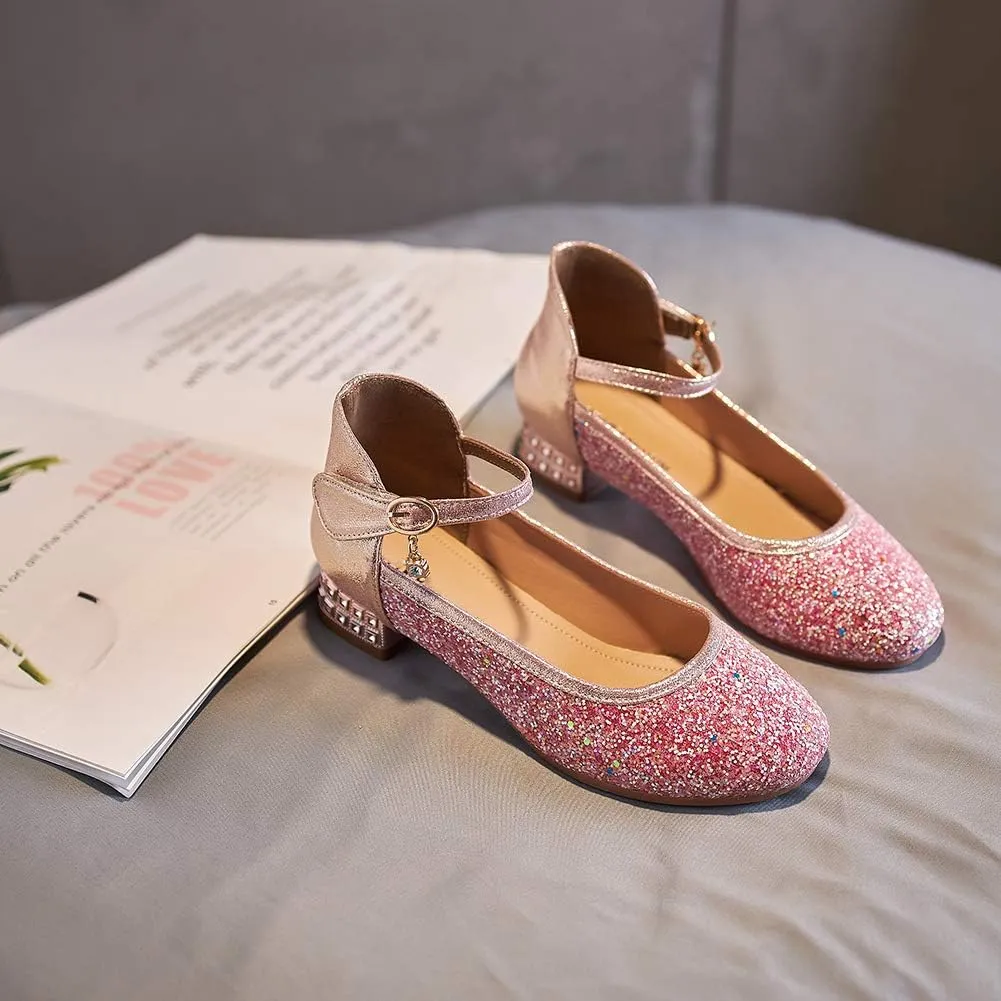 SWDZM Girl's Princess Cosplay Performance Shoes Sequins Wedding Party Dress Shoes Mary Jane Shoes Model-KM232
