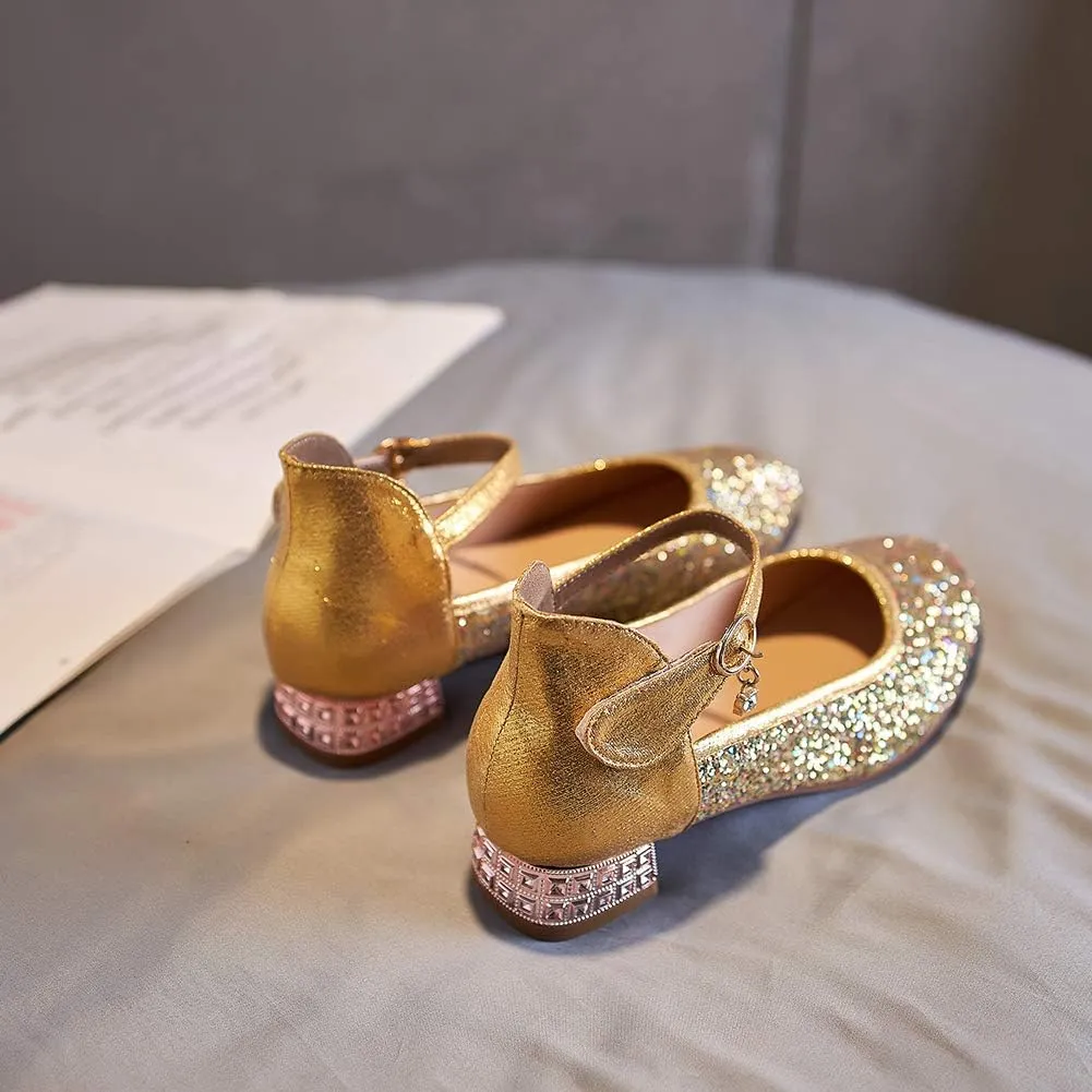 SWDZM Girl's Princess Cosplay Performance Shoes Sequins Wedding Party Dress Shoes Mary Jane Shoes Model-KM232