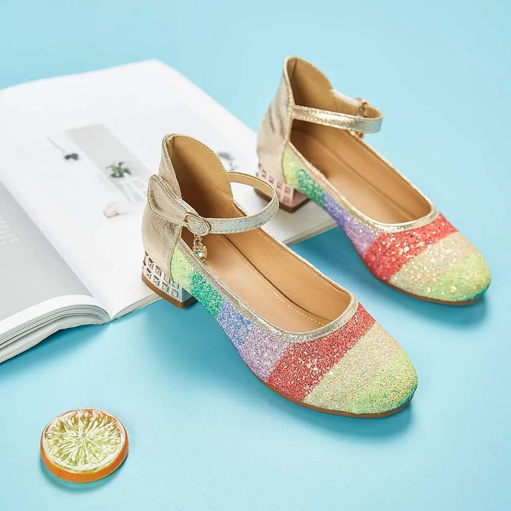 SWDZM Girl's Princess Cosplay Performance Shoes Sequins Wedding Party Dress Shoes Mary Jane Shoes Model-KM232