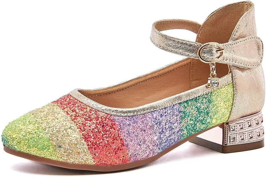 SWDZM Girl's Princess Cosplay Performance Shoes Sequins Wedding Party Dress Shoes Mary Jane Shoes Model-KM232