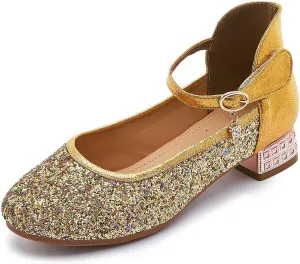 SWDZM Girl's Princess Cosplay Performance Shoes Sequins Wedding Party Dress Shoes Mary Jane Shoes Model-KM232