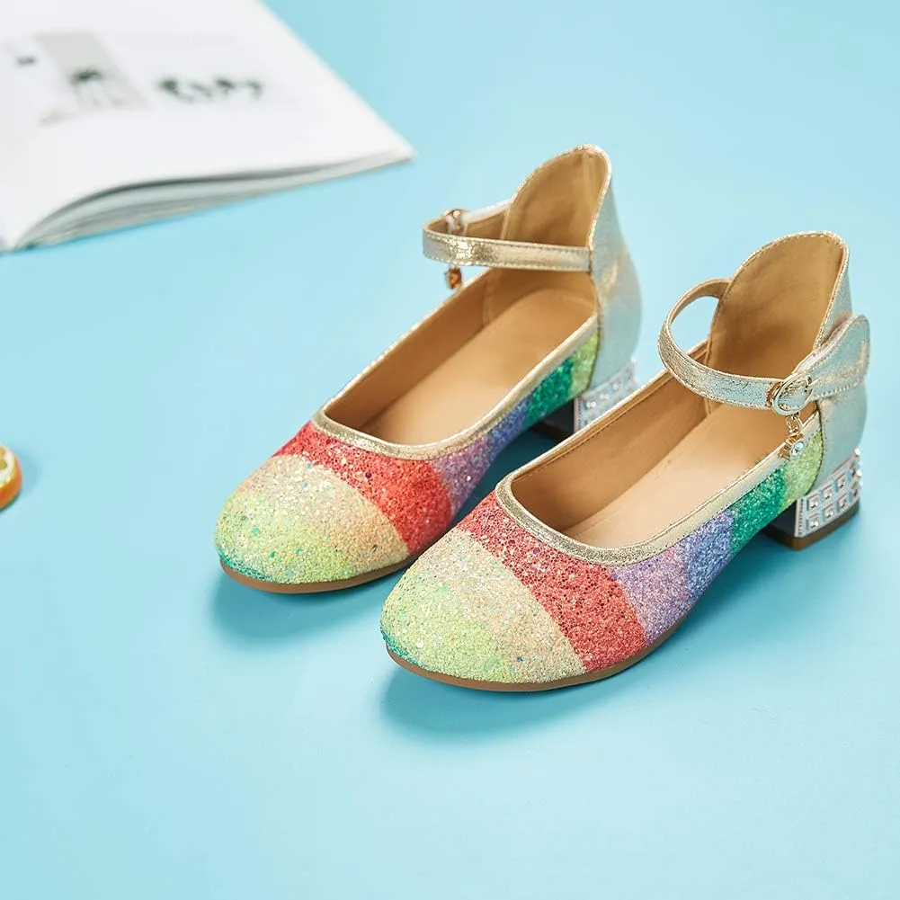 SWDZM Girl's Princess Cosplay Performance Shoes Sequins Wedding Party Dress Shoes Mary Jane Shoes Model-KM232