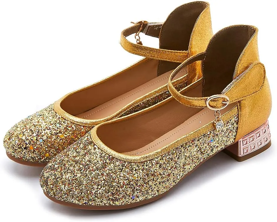 SWDZM Girl's Princess Cosplay Performance Shoes Sequins Wedding Party Dress Shoes Mary Jane Shoes Model-KM232