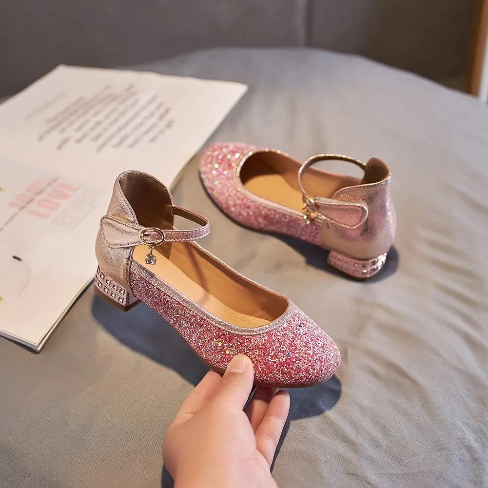 SWDZM Girl's Princess Cosplay Performance Shoes Sequins Wedding Party Dress Shoes Mary Jane Shoes Model-KM232