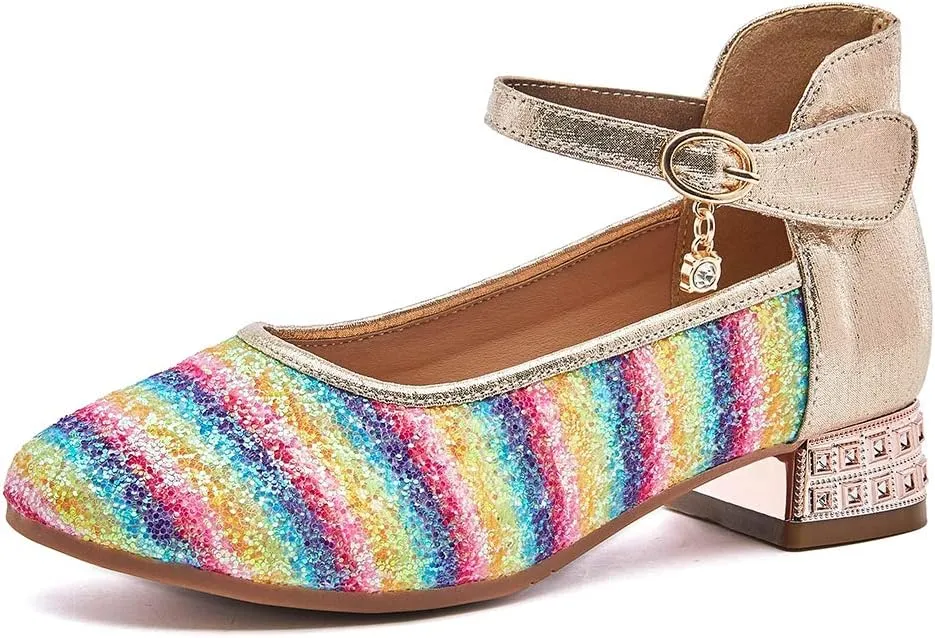 SWDZM Girl's Princess Cosplay Performance Shoes Sequins Wedding Party Dress Shoes Mary Jane Shoes Model-KM232