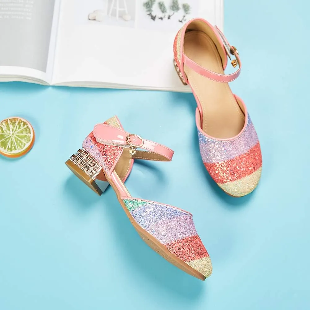 SWDZM Girl's Princess Cosplay Performance Shoes Sequins Wedding Party Dress Shoes Mary Jane Shoes Model-KM233