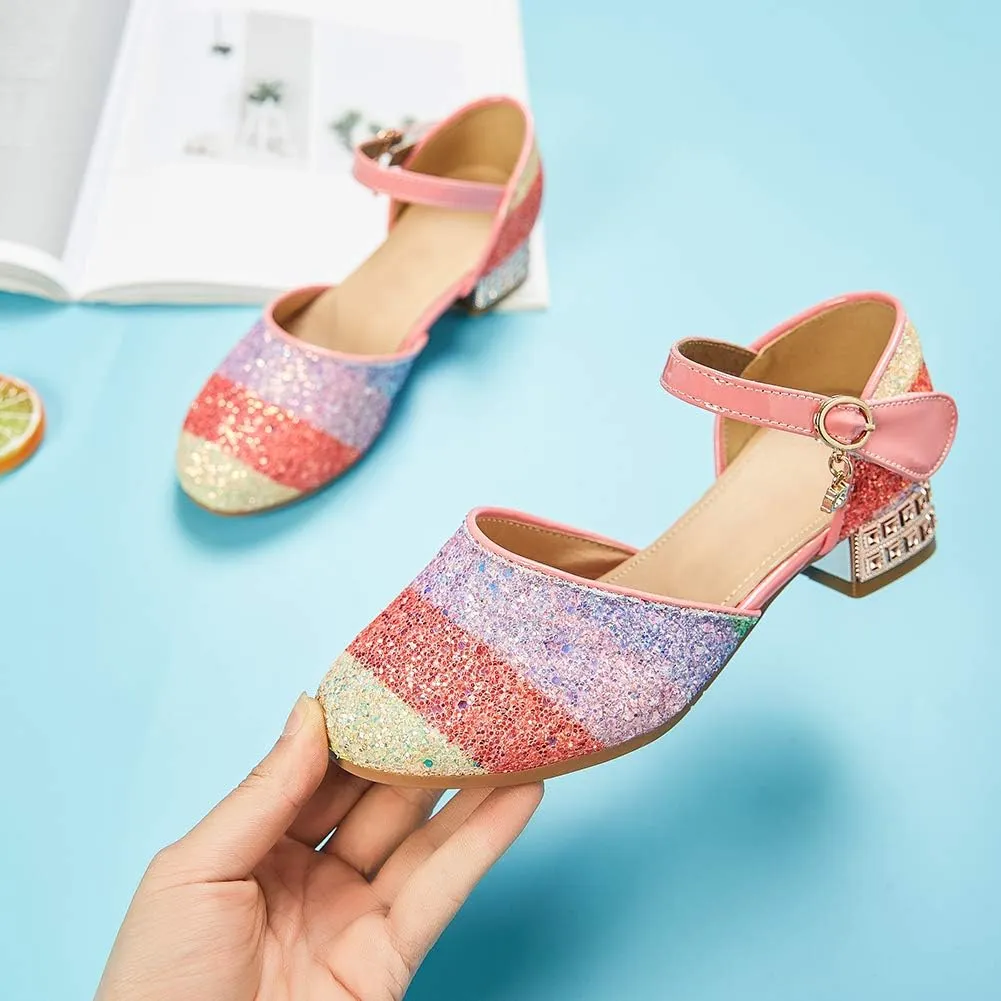 SWDZM Girl's Princess Cosplay Performance Shoes Sequins Wedding Party Dress Shoes Mary Jane Shoes Model-KM233
