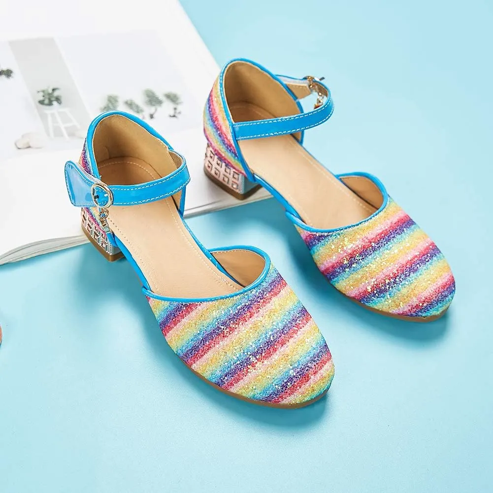 SWDZM Girl's Princess Cosplay Performance Shoes Sequins Wedding Party Dress Shoes Mary Jane Shoes Model-KM233