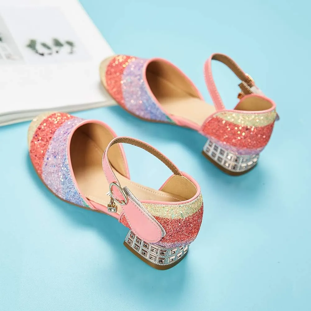SWDZM Girl's Princess Cosplay Performance Shoes Sequins Wedding Party Dress Shoes Mary Jane Shoes Model-KM233