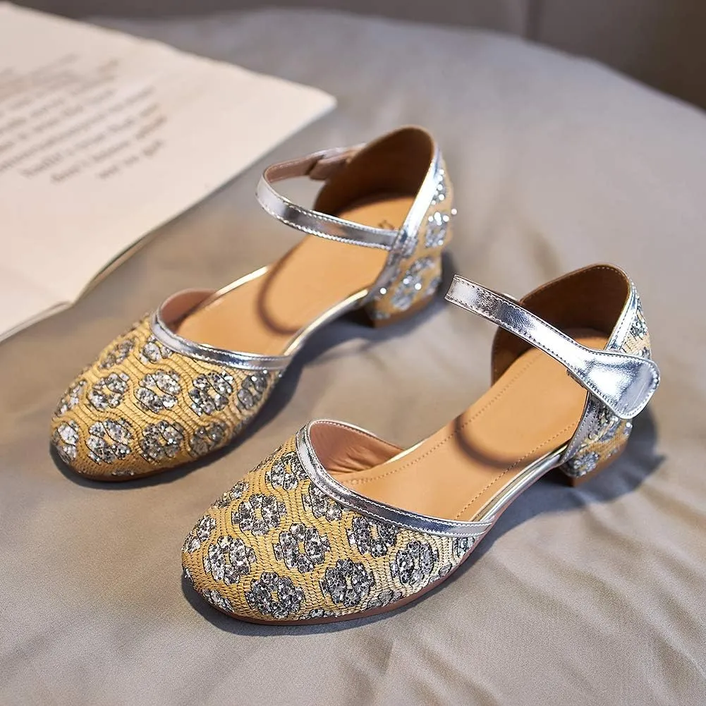 SWDZM Girl's Princess Cosplay Performance Shoes Sequins Wedding Party Dress Shoes Mary Jane Shoes Model-KM233