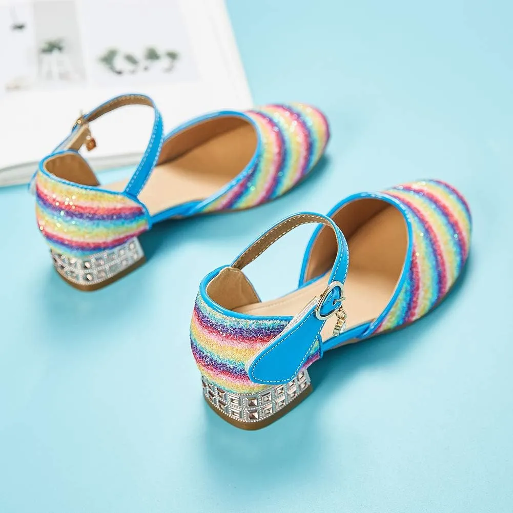 SWDZM Girl's Princess Cosplay Performance Shoes Sequins Wedding Party Dress Shoes Mary Jane Shoes Model-KM233