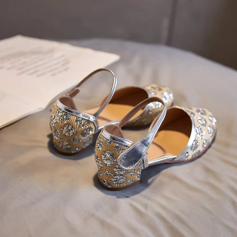 SWDZM Girl's Princess Cosplay Performance Shoes Sequins Wedding Party Dress Shoes Mary Jane Shoes Model-KM233