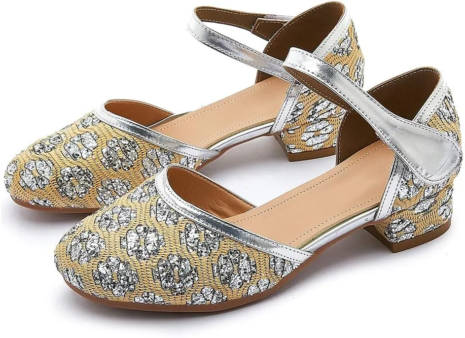 SWDZM Girl's Princess Cosplay Performance Shoes Sequins Wedding Party Dress Shoes Mary Jane Shoes Model-KM233