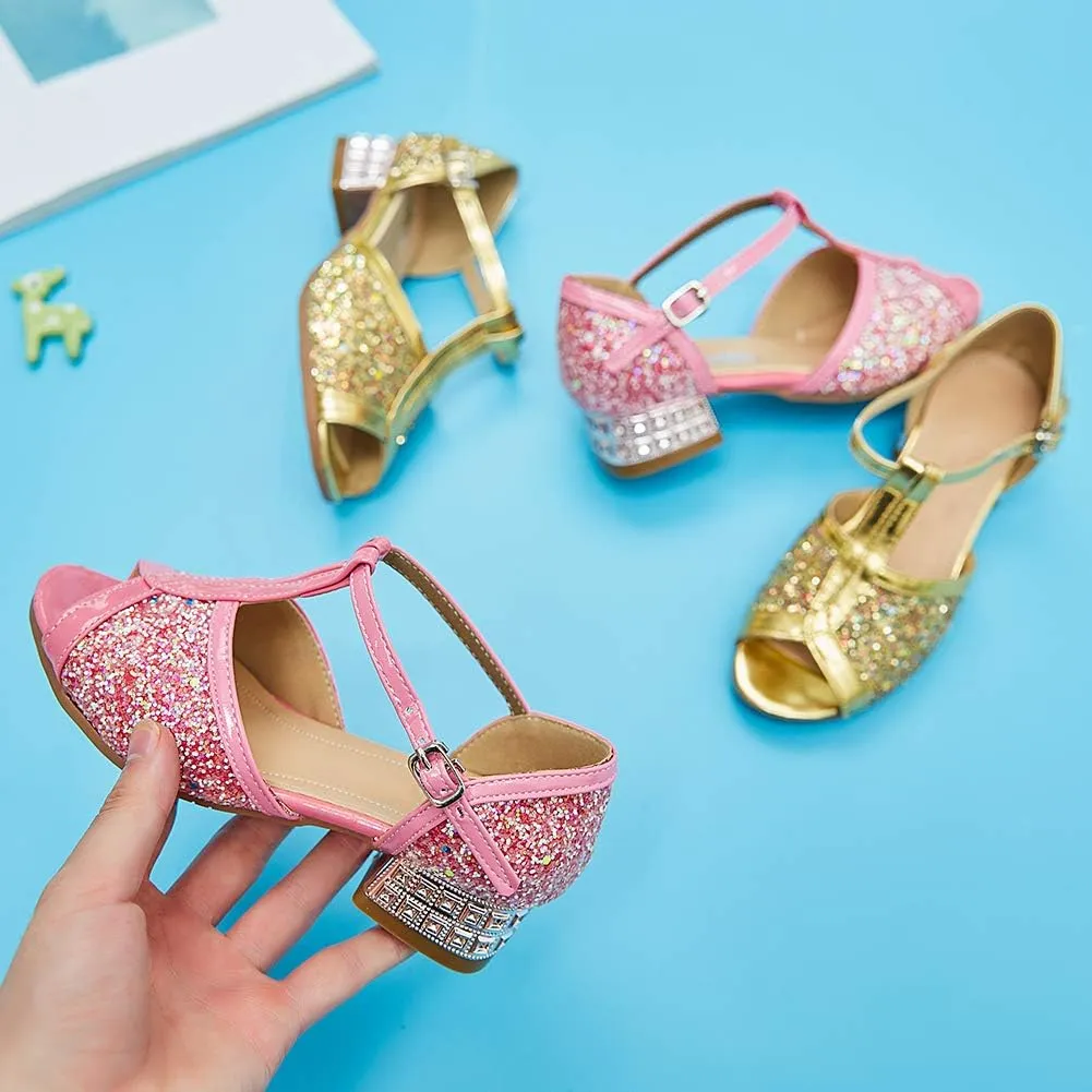 SWDZM Girl's Princess Cosplay Performance Shoes Sequins Wedding Party Dress Shoes Model-KM255