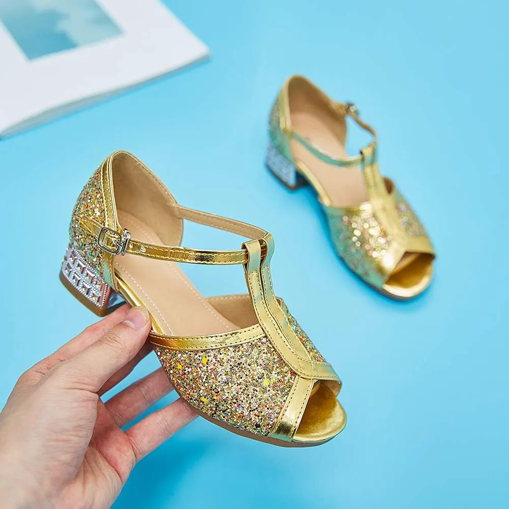 SWDZM Girl's Princess Cosplay Performance Shoes Sequins Wedding Party Dress Shoes Model-KM255