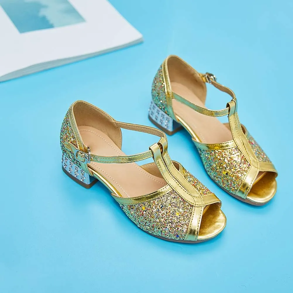 SWDZM Girl's Princess Cosplay Performance Shoes Sequins Wedding Party Dress Shoes Model-KM255
