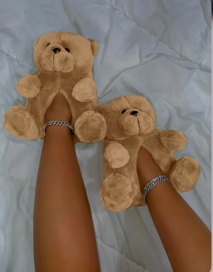 Teddy Bear Home Cute Plush Warm Slippers