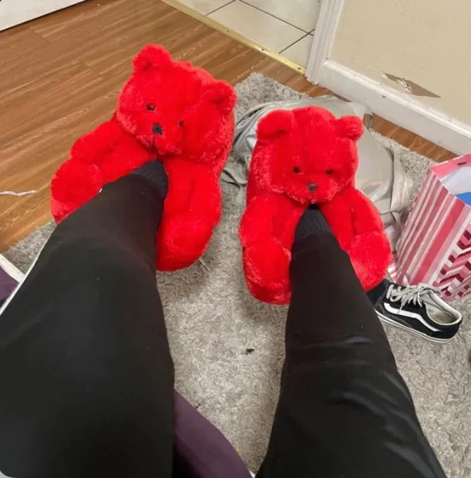 Teddy Bear Home Cute Plush Warm Slippers