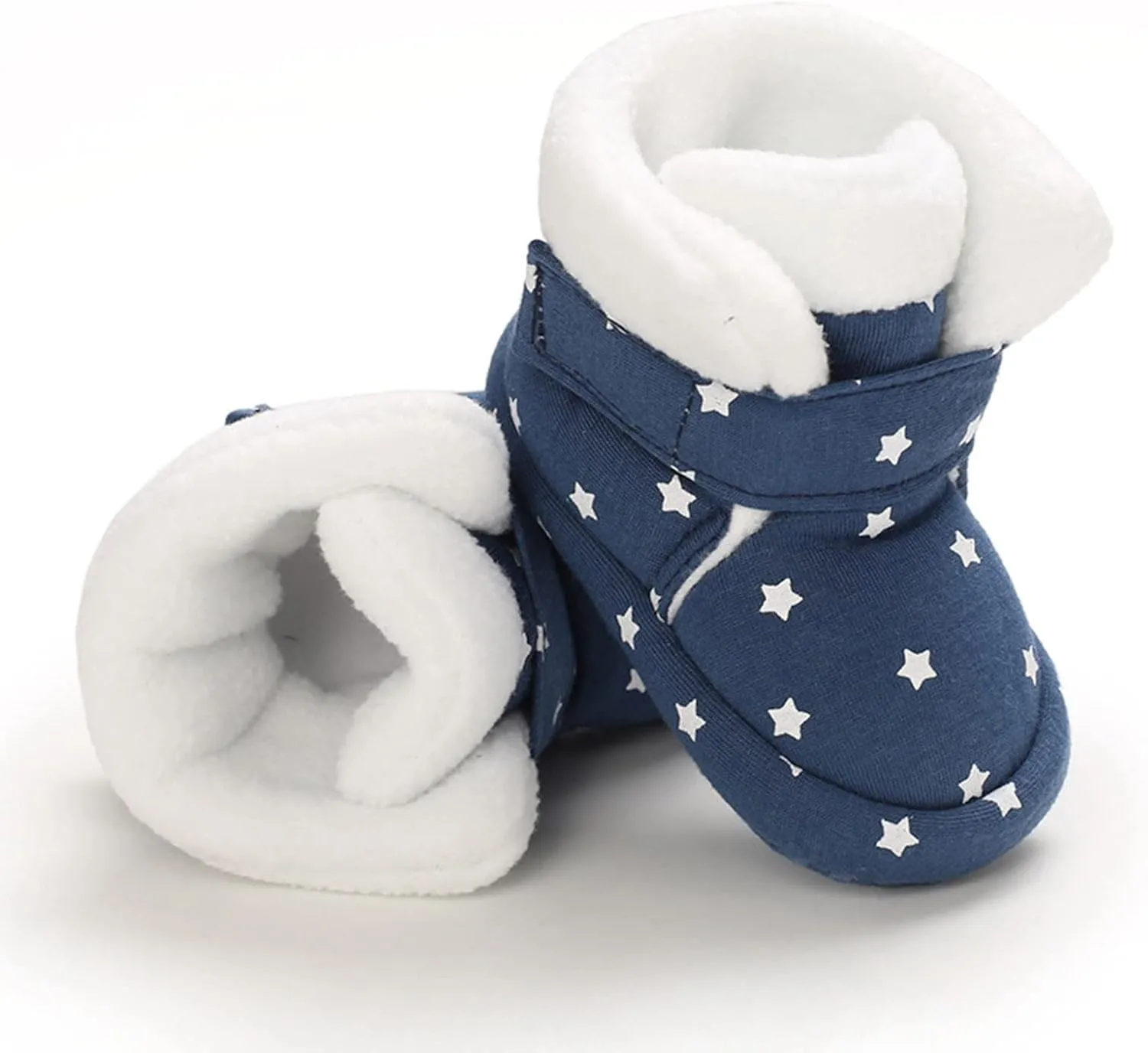 Toddler Baby Shoes Fleece Warm Wool Boots Fashion High Top Star Printing Non Slip Hook Loop Nude Boots