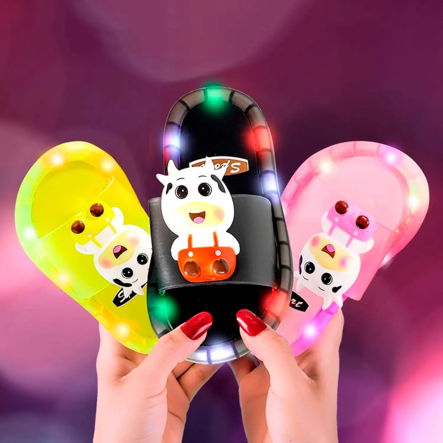 Toddler Girls Boys Light Up Slippers 2025 Summer Stylish Cute Cartoon Animal Luminous Slides Open Toe Slip On Sandal