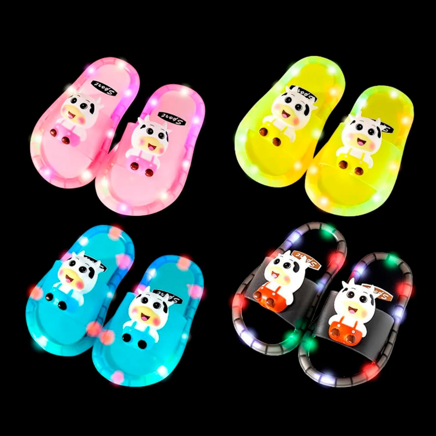 Toddler Girls Boys Light Up Slippers 2025 Summer Stylish Cute Cartoon Animal Luminous Slides Open Toe Slip On Sandal
